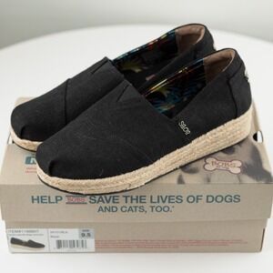 Bobs By Skechers Womens Black Memory Foam Slip On Loafer Shoe Size 9.5